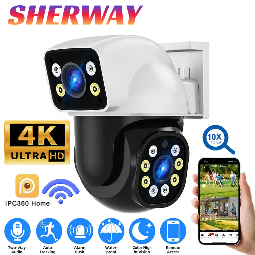 Home Security Front Door - 4K Dual Lens Wifi PTZ Camera