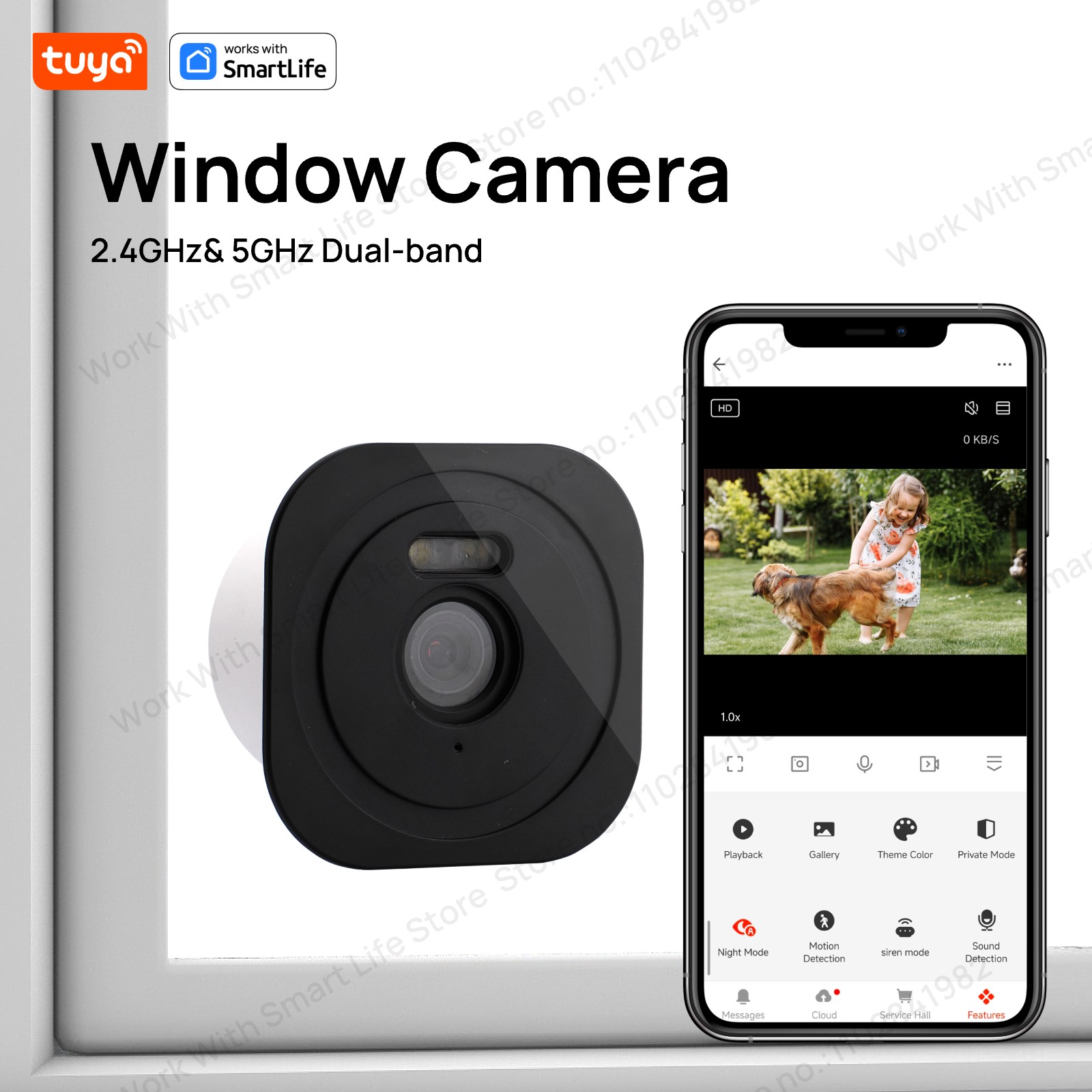 Home Security Front Door - 3MP 2K Tuya Window Camera,2.4GHz &