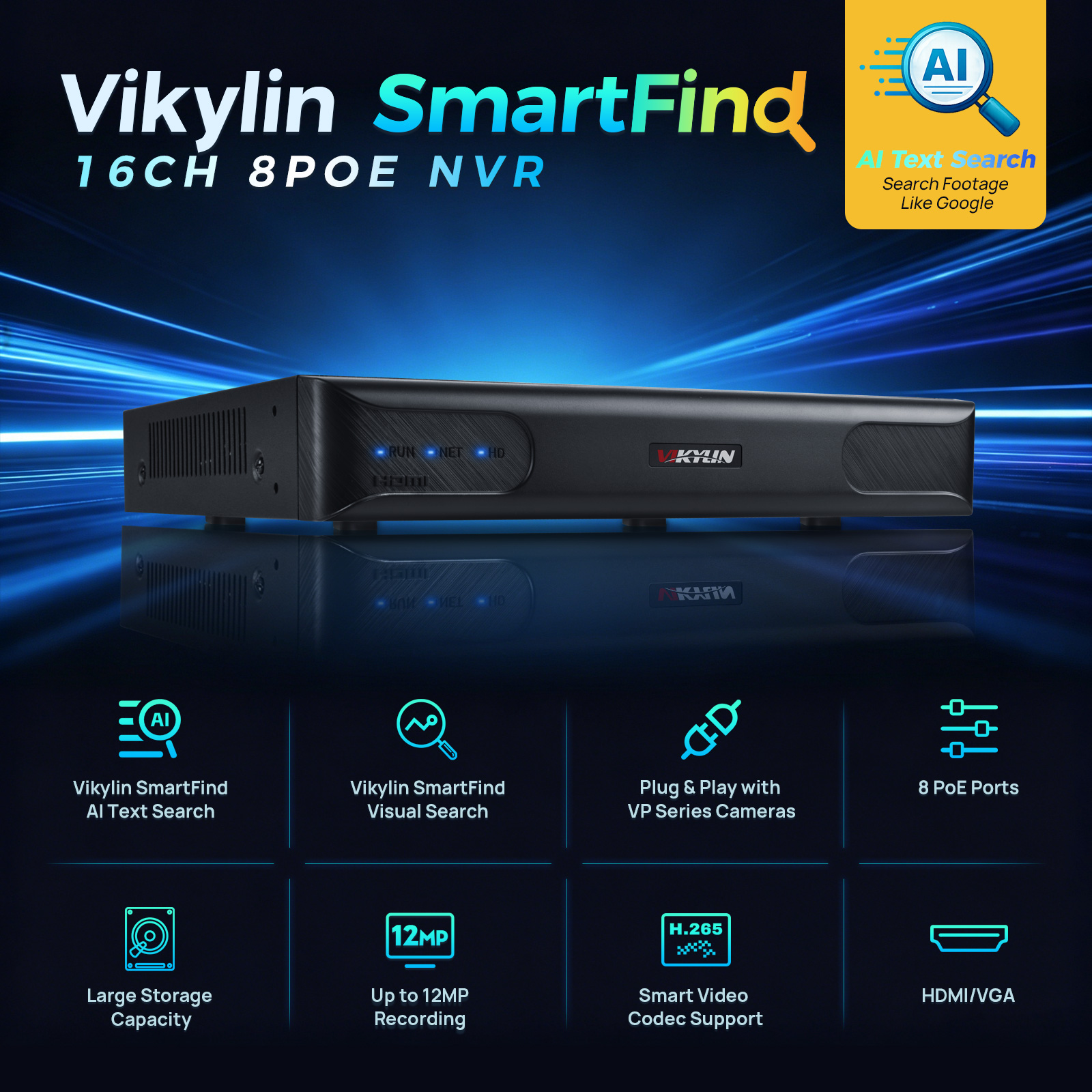 Home Security Video Recording Systems - Vikylin 4K NVR 16CH 8POE Home