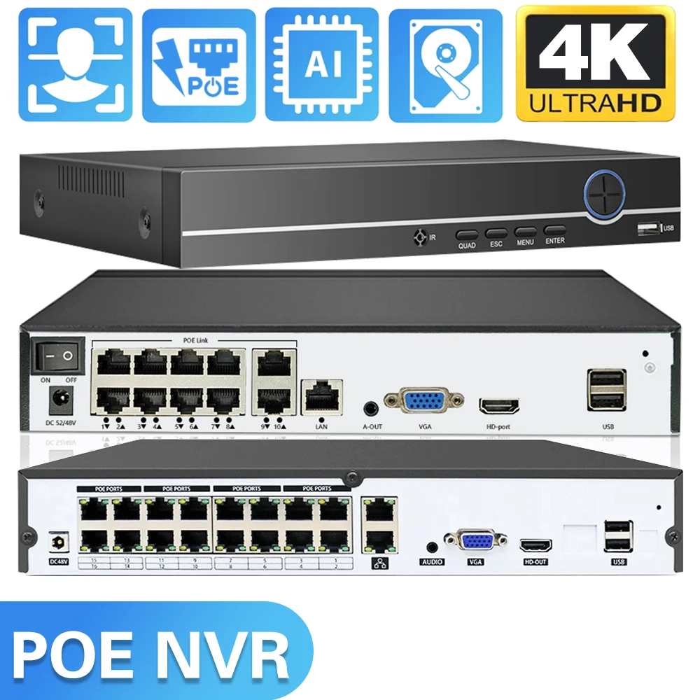 Home Security Video Recording Systems - 16CH 4K 8MP PoE NVR Video