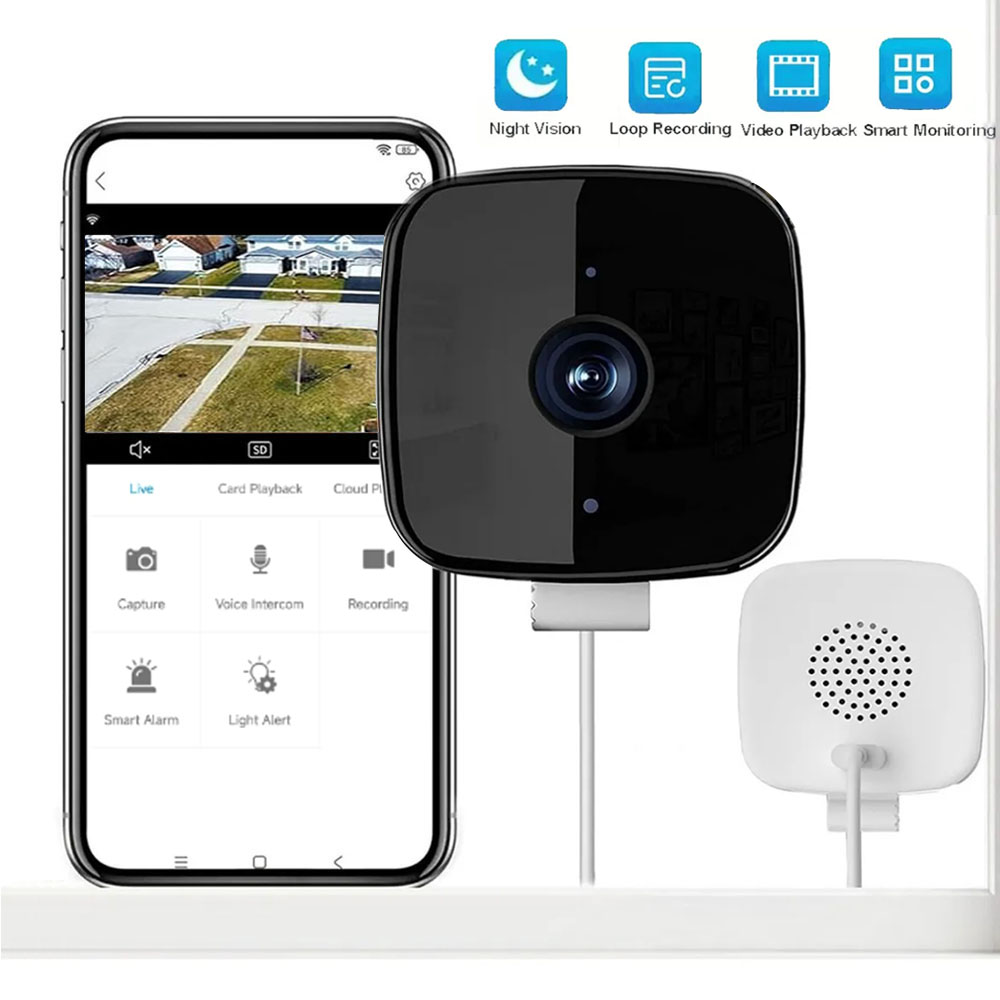 Home Security Front Door - 1080P Window Camera Replaces Outdoor Cameras
