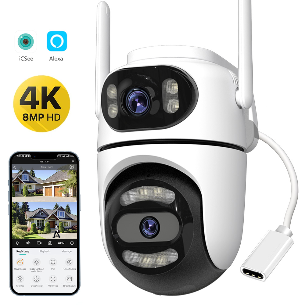 Home Security Front Door - 8MP 4K HD Wifi PTZ Camera
